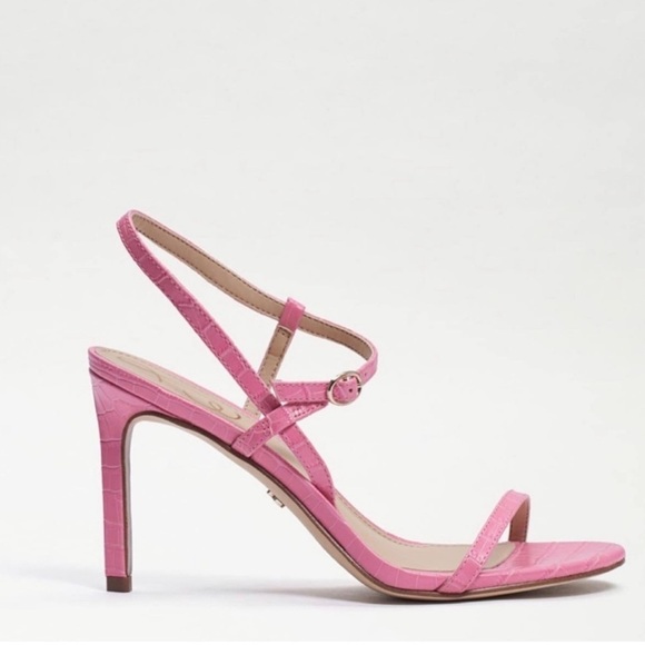 Sam Edelman NEW Doran Strappy Heeled Sandal in Pink Croc Print Size 5.5 - Picture 2 of 12
